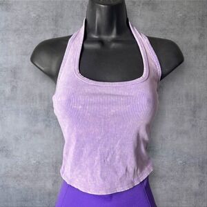 NEW‎ Wild Fable Ribbed Halter Top Women S Purple Sleeveless Cropped Tank Top Y2K